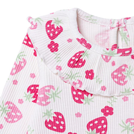 HelloBaby Kız Bebek Sweatshirt Düğmeli Bisiklet Yaka Uzun Kol