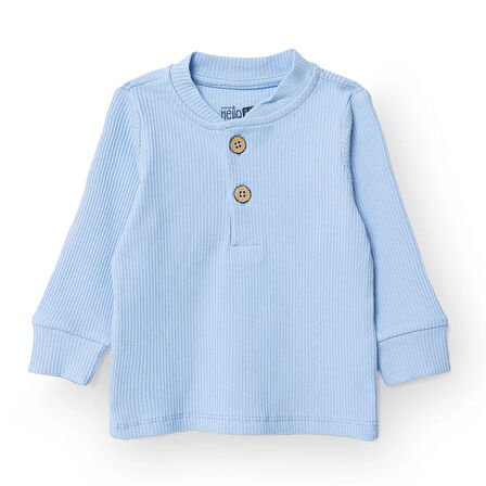 HelloBaby Erkek Bebek Yenidoğan Sweatshirt Düğmeli Kaşkorse Bisiklet Yaka Uzun Kol