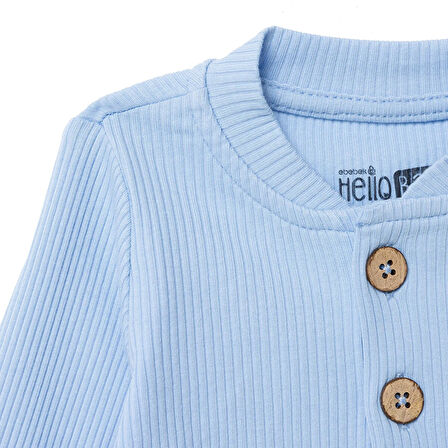HelloBaby Erkek Bebek Yenidoğan Sweatshirt Düğmeli Kaşkorse Bisiklet Yaka Uzun Kol