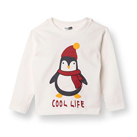 HelloBaby Erkek Bebek New Year Uzun Kol Tshirt İki İplik Bisiklet Yaka Uzun Kol