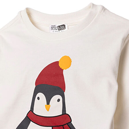 HelloBaby Erkek Bebek New Year Uzun Kol Tshirt İki İplik Bisiklet Yaka Uzun Kol