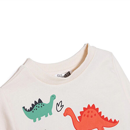 HelloBaby Erkek Bebek Cool Dino Uzun Kol Tshirt İki İplik Bisiklet Yaka