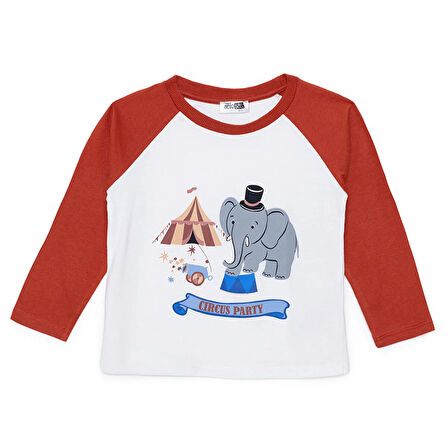 HelloBaby Erkek Bebek Circus Uzun Kol Tshirt Bisiklet Yaka Uzun Kol