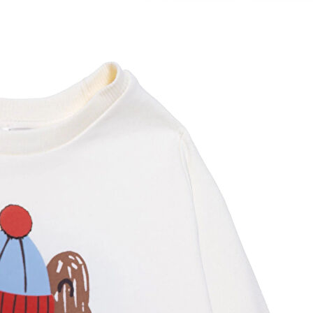 HelloBaby Erkek Bebek Hello Cute Bear Uzun Kol Tshirt İki İplik Bisiklet Yaka Uzun Kol