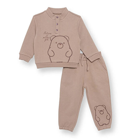 HelloBaby Erkek Bebek Camp Life Eşofman Takımı Çıtçıtlı Uzun Kol Lastikli Paça
