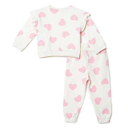 HelloBaby Kız Bebek Eşofman Takımı Monochrome Bisiklet Yaka Lastikli Paça