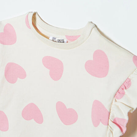 HelloBaby Kız Bebek Eşofman Takımı Monochrome Bisiklet Yaka Lastikli Paça