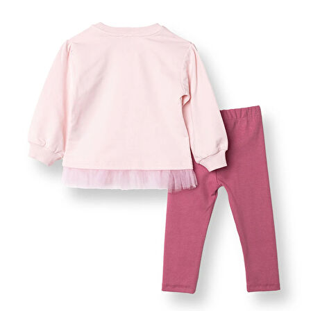 HelloBaby Kız Bebek Bluz - Tayt Enjoy Bear İki İplik Uzun Kol Reçme Paça