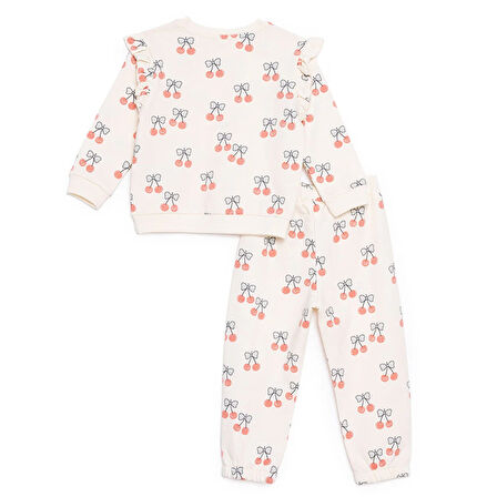 HelloBaby Kız Bebek Winter Cherry Eşofman Takımı Uzun Kol Lastikli Paça