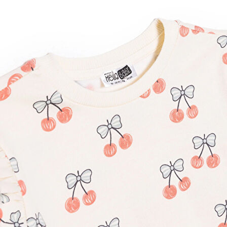 HelloBaby Kız Bebek Winter Cherry Eşofman Takımı Uzun Kol Lastikli Paça