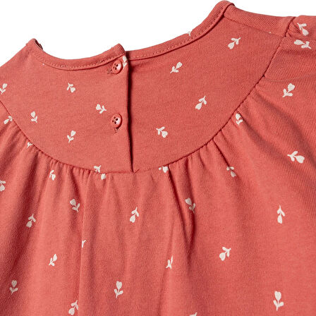 HelloBaby Kız Bebek Winter Cherry Elbise Fırçalı Süprem Bisiklet Yaka Uzun Kol