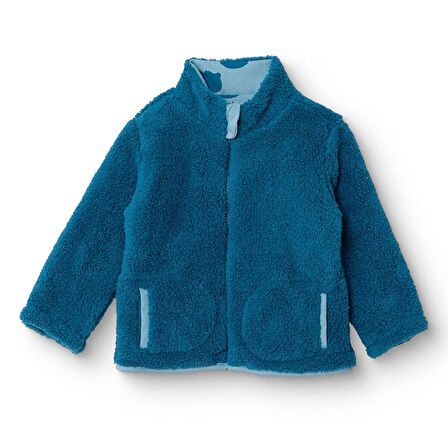 HelloBaby Erkek Bebek Hello Cute Bear Hırka Peluş Dik Yaka Uzun Kol