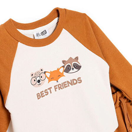 HelloBaby Erkek Bebek Woodland Boy 1 Eşofman Takımı Üç İplik Bisiklet Yaka Uzun Kol Lastikli Paça