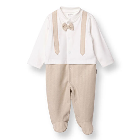 Bebetto Erkek Bebek Yenidoğan Patikli Tulum Baby King Polo Yaka Uzun Kol Patikli Paça