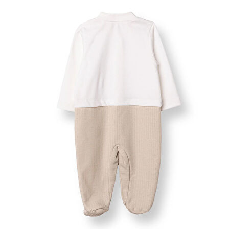 Bebetto Erkek Bebek Yenidoğan Patikli Tulum Baby King Polo Yaka Uzun Kol Patikli Paça