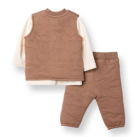 Bebetto Erkek Bebek Yenidoğan Bearish Sweatshirt-Yelek-Alt Kapitone Örme Bebe Yaka Uzun Kol Patiksiz Paça