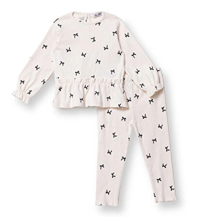 HelloBaby Kız Bebek Bluz - Tayt Düğmeli Uzun Kol Reçme