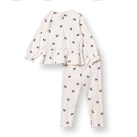 HelloBaby Kız Bebek Bluz - Tayt Düğmeli Uzun Kol Reçme