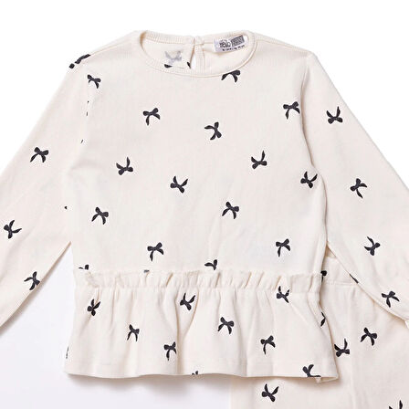 HelloBaby Kız Bebek Bluz - Tayt Düğmeli Uzun Kol Reçme