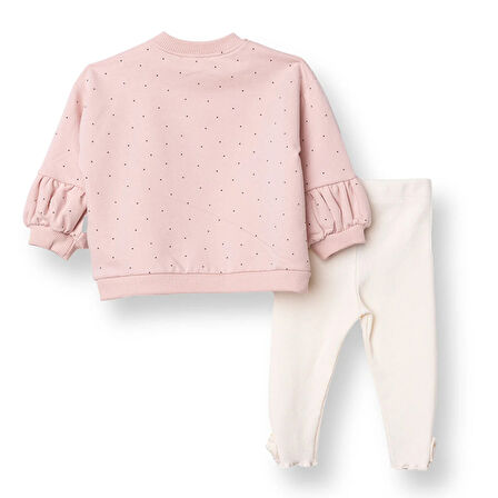 Bebetto Kız Bebek Yenidoğan Mother And Baby Sweatshirt-Patiksiz Alt Bisiklet Yaka Uzun Kol Patiksiz Paça