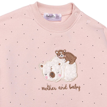 Bebetto Kız Bebek Yenidoğan Mother And Baby Sweatshirt-Patiksiz Alt Bisiklet Yaka Uzun Kol Patiksiz Paça