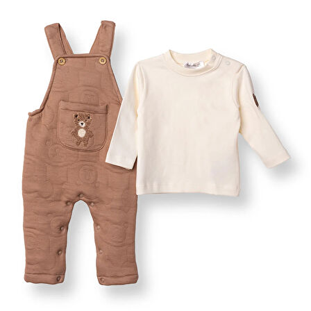 Bebetto Erkek Bebek Yenidoğan Salopet-Sweatshirt Kapitone Örme Bebe Yaka Uzun Kol Patiksiz Paça