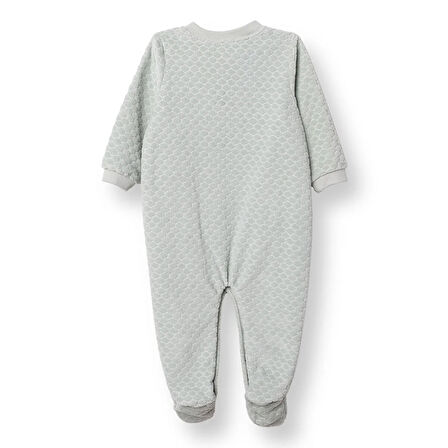 Bebetto Erkek Bebek Yenidoğan Kadife Patikli Tulum Kadife Bisiklet Yaka Uzun Kol Patikli Paça