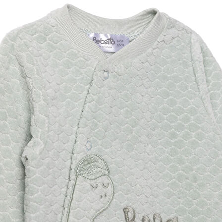 Bebetto Erkek Bebek Yenidoğan Kadife Patikli Tulum Kadife Bisiklet Yaka Uzun Kol Patikli Paça