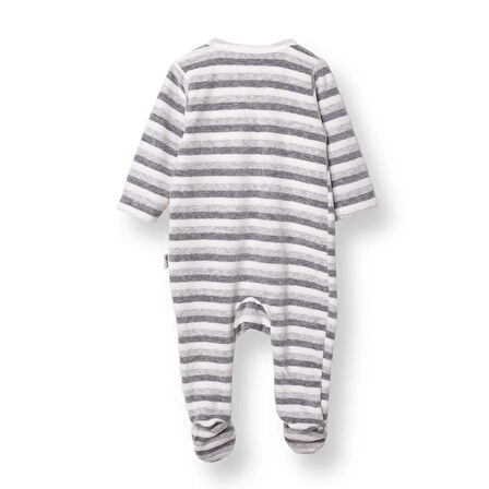 Bebetto Erkek Bebek Yenidoğan Kadife Patikli Tulum Çıtçıtlı Happy Penguin Bisiklet Yaka Uzun Kol Patikli Pa
