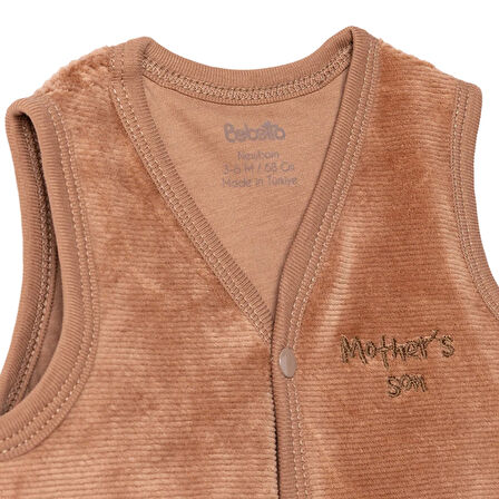 Bebetto Erkek Bebek Yenidoğan Yelek Mother's Kadife V Yaka Atlet Kol