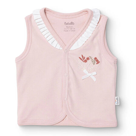 Bebetto Kız Bebek Yenidoğan Tiny Florist Yelek İnterlok V Yaka Atlet Kol