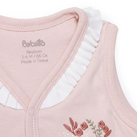 Bebetto Kız Bebek Yenidoğan Tiny Florist Yelek İnterlok V Yaka Atlet Kol