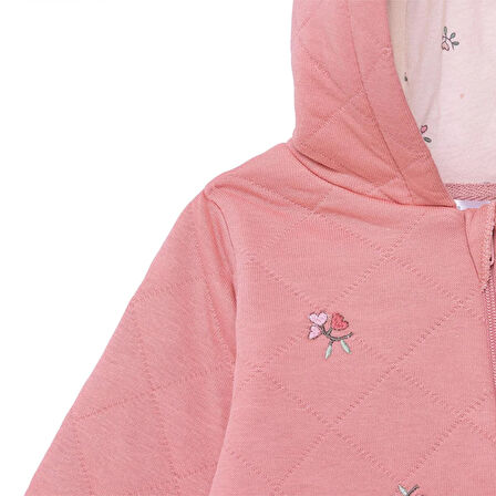 Bebetto Kız Bebek Yenidoğan Petite Fleurs Patiksiz Tulum Kapitone Örme Bisiklet Yaka Uzun Kol