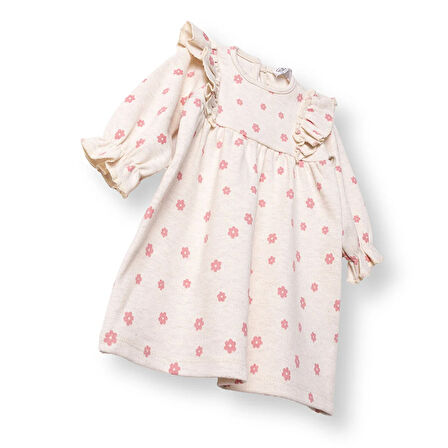 HelloBaby Kız Bebek Monochrome Elbise Kadife Uzun Kol