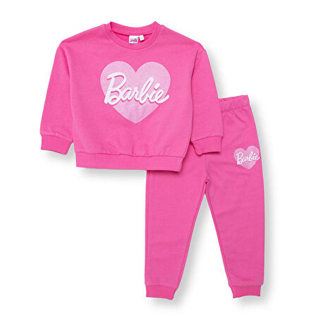 Barbie Kız Bebek Eşofman Takımı Bisiklet Yaka Uzun Kol Ribanalı Paça