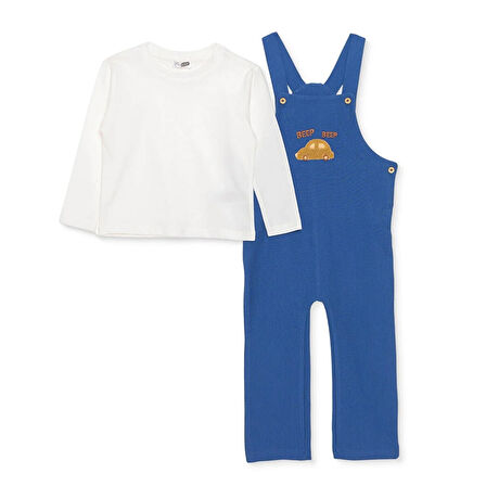 HelloBaby Erkek Bebek Salopet-Sweatshirt Fitilli Kadife Örme Bisiklet Yaka Uzun Kol Reçme Paça