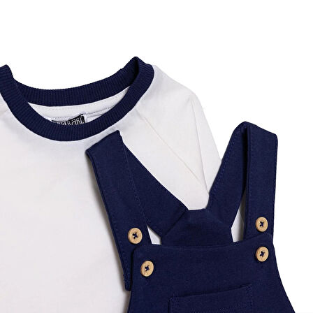 HelloBaby Erkek Bebek Salopet-Sweatshirt İki İplik Bisiklet Yaka Uzun Kol Reçme Paça