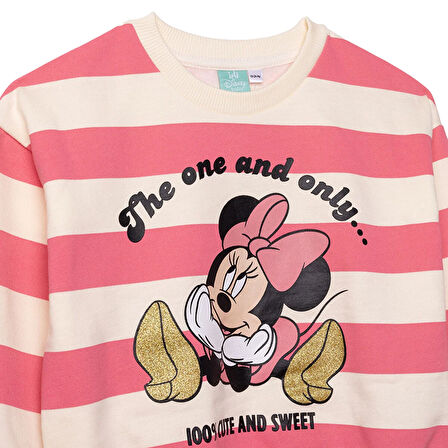 Disney Kız Bebek Eşofman Takımı İki İplik Bisiklet Yaka Uzun Kol Ribanalı Paça