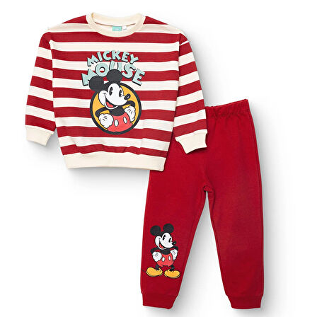 Disney Erkek Bebek Eşofman Takımı İki İplik Bisiklet Yaka Uzun Kol Ribanalı Paça