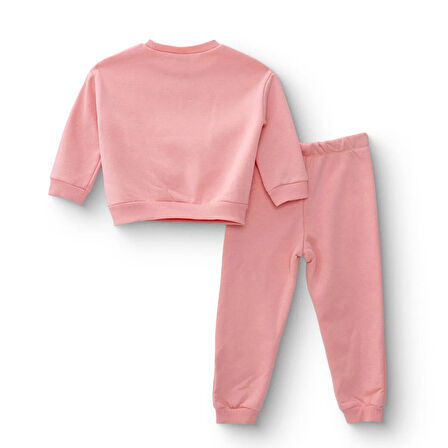 Disney Kız Bebek Eşofman Takımı Üç İplik Bisiklet Yaka Uzun Kol Ribanalı Paça