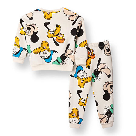 Disney Erkek Bebek Eşofman Takımı Şardonlu Bisiklet Yaka Uzun Kol Ribanalı Paça