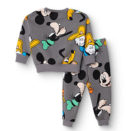 Disney Erkek Bebek Eşofman Takımı Şardonlu Bisiklet Yaka Uzun Kol Ribanalı Paça