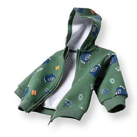 HelloBaby Erkek Bebek Kapüşonlu Hırka Fermuarlı Uzun Kol