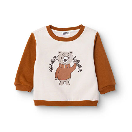 HelloBaby Erkek Bebek Woodland 1 Sweatshirt Şardonlu Bisiklet Yaka Uzun Kol