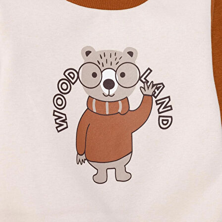 HelloBaby Erkek Bebek Woodland 1 Sweatshirt Şardonlu Bisiklet Yaka Uzun Kol