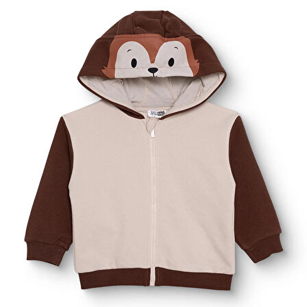 HelloBaby Erkek Bebek Woodland 1 Kapüşonlu Hırka Üç İplik Kapüşonlu Yaka Uzun Kol