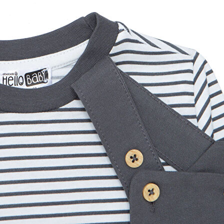 HelloBaby Erkek Bebek Cool Boy Salopet-Tshirt Bisiklet Yaka Uzun Kol Reçme Paça