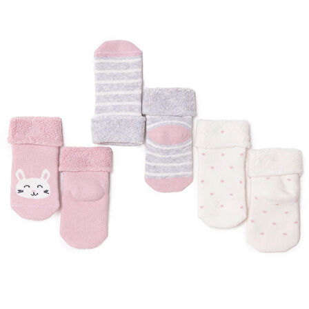 HelloBaby Kız Bebek 3lü Havlu Çorap