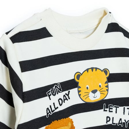 HelloBaby HelloBaby Erkek Bebek Eşofman Takımı Hayvan Baskılı Cool Boy Bisiklet Yaka Uzun Paça Uzun Kol