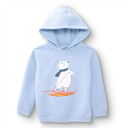 HelloBaby Erkek Bebek Mountain Explorer Kapüşonlu Sweatshirt Şardonlu Üç İplik Uzun Kol